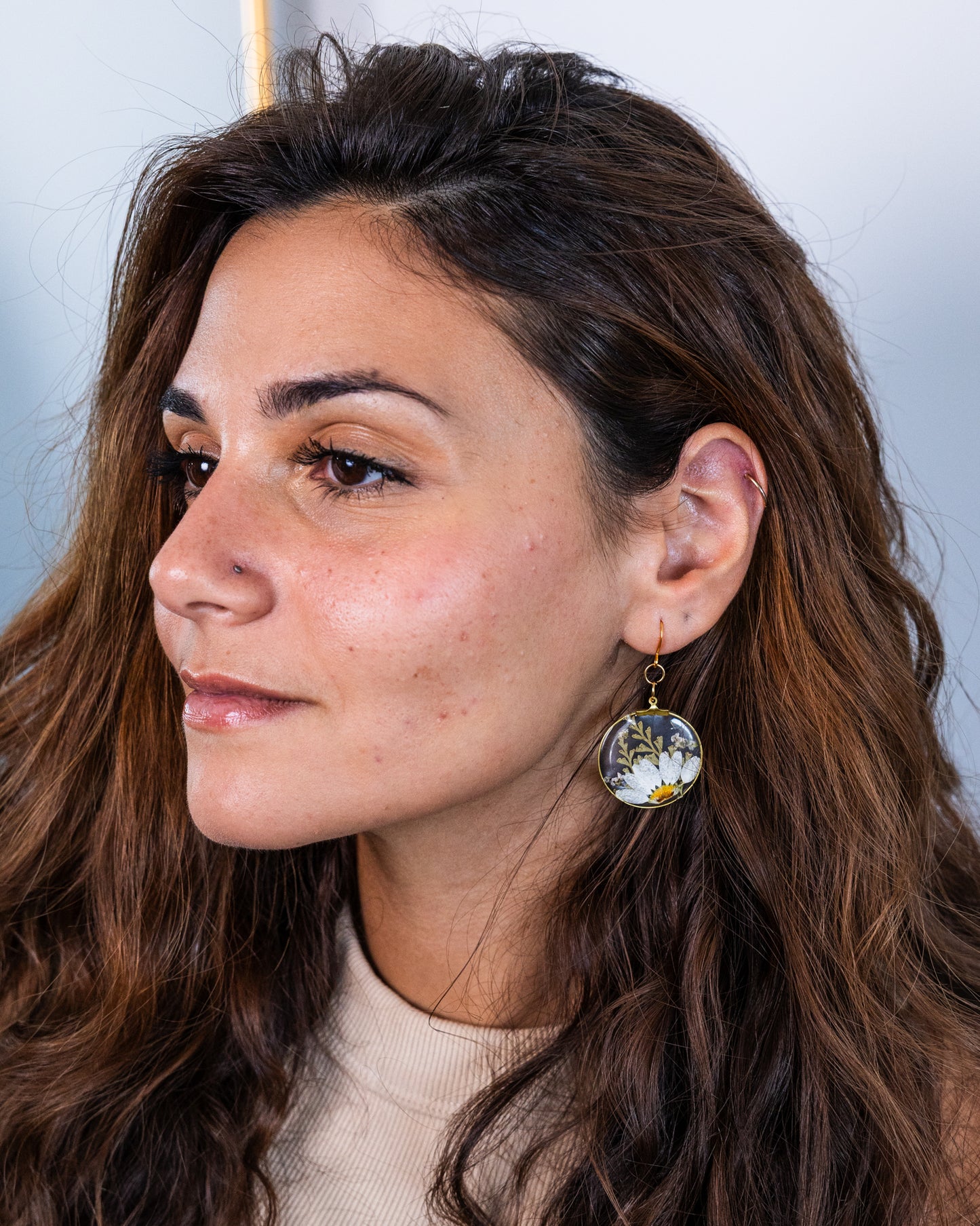 Handmade gold-plated big round daisy earrings - Earrings - VJ Designs