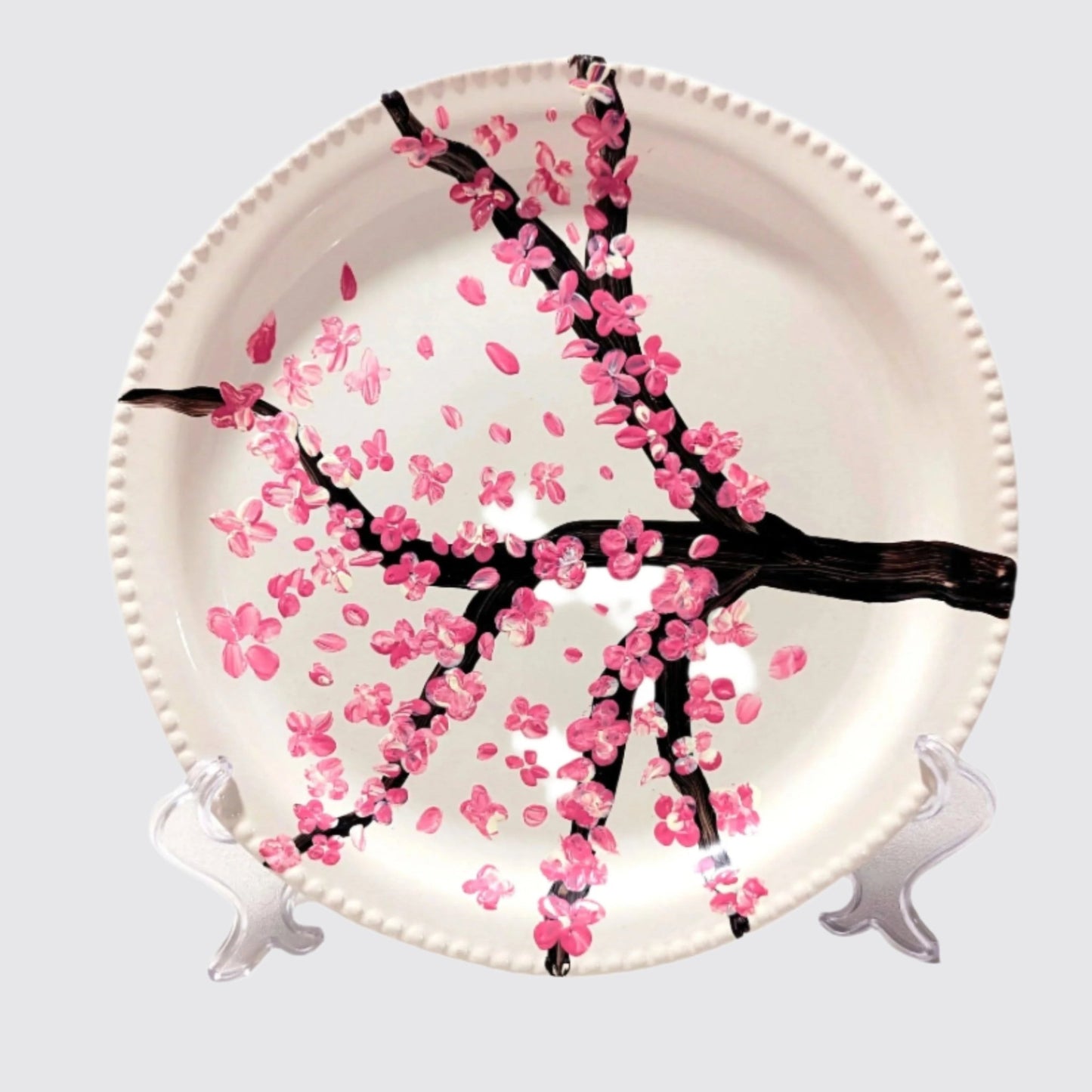 Personalised hand-painted cherry blossoms decorative plate - decorative plate art - VJ Designs