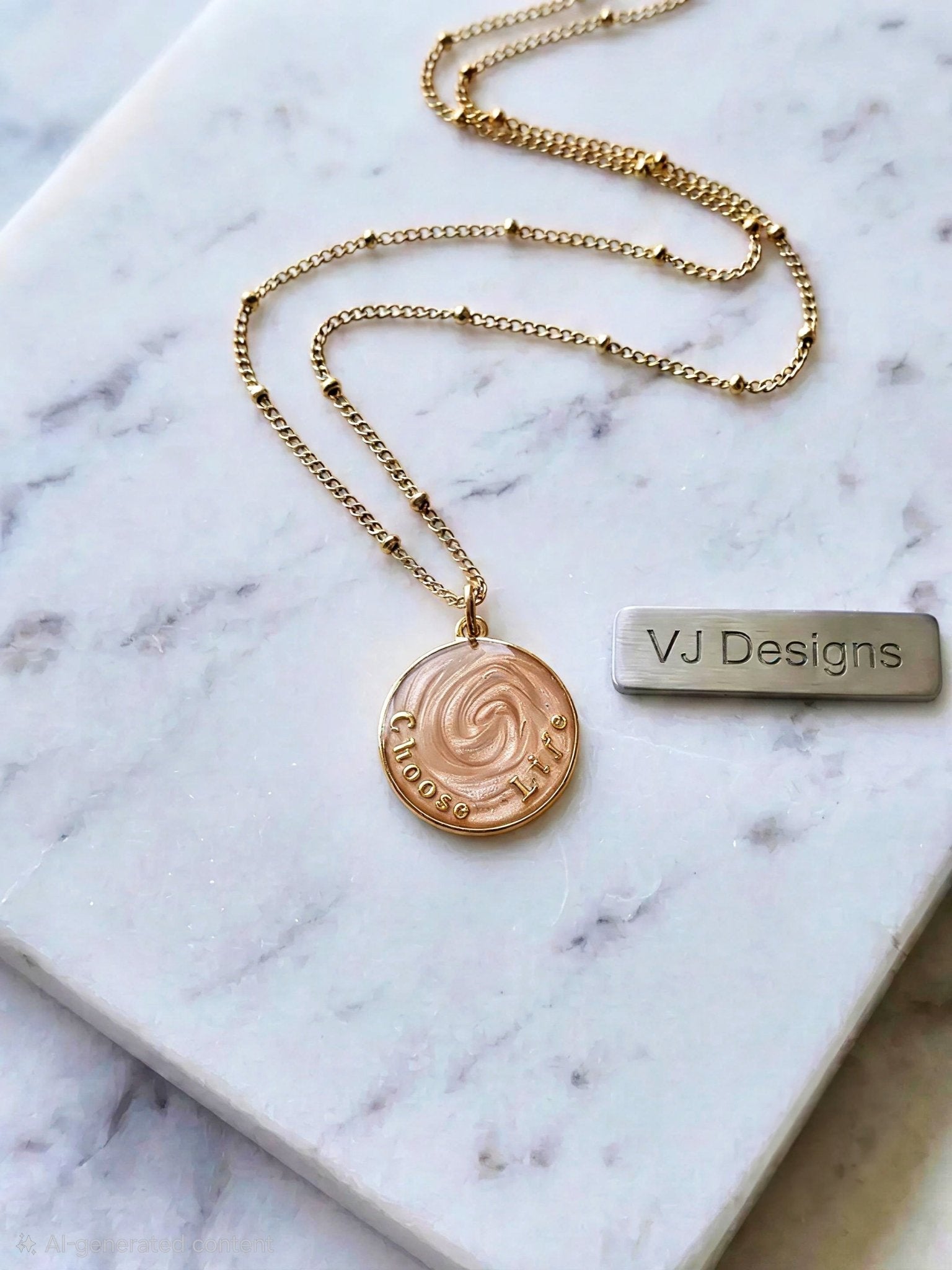 Choose Life Necklace — Gold | Caramel Resin - Necklace - VJ Designs