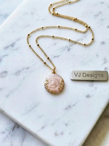 Choose Life Necklace — Gold | Caramel Resin - Necklace - VJ Designs