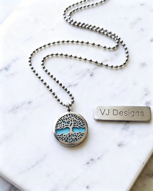 Choose Life Necklace — Silver | Sky blue Resin - Necklace - VJ Designs