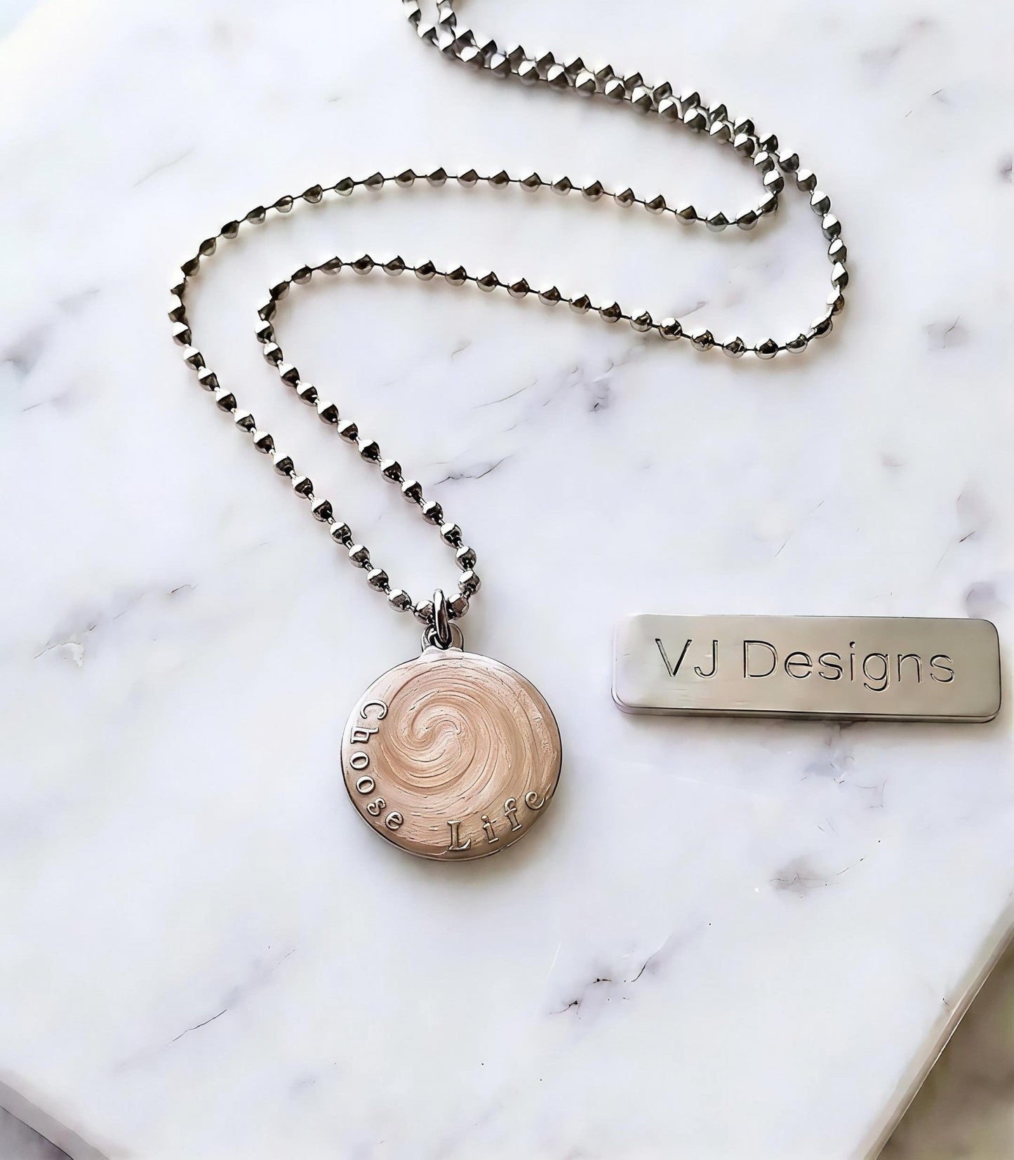 Choose Life Necklace — Silver | Caramel Resin - Necklace - VJ Designs