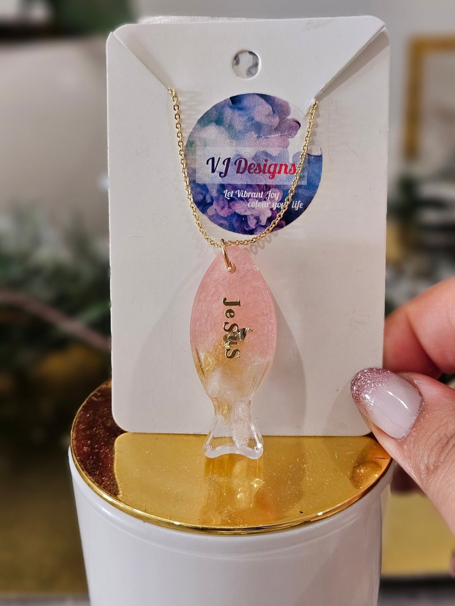 Personalised gold-plated Christian fish necklace - Necklace - VJ Designs