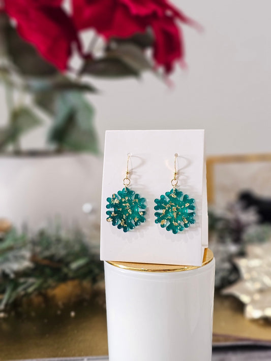 Personalised gold-plated snowflakes Christmas earrings - VJ Designs