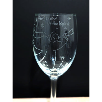Hand-Carved Christmas Wine & Champagne Glasses - VJ Designs