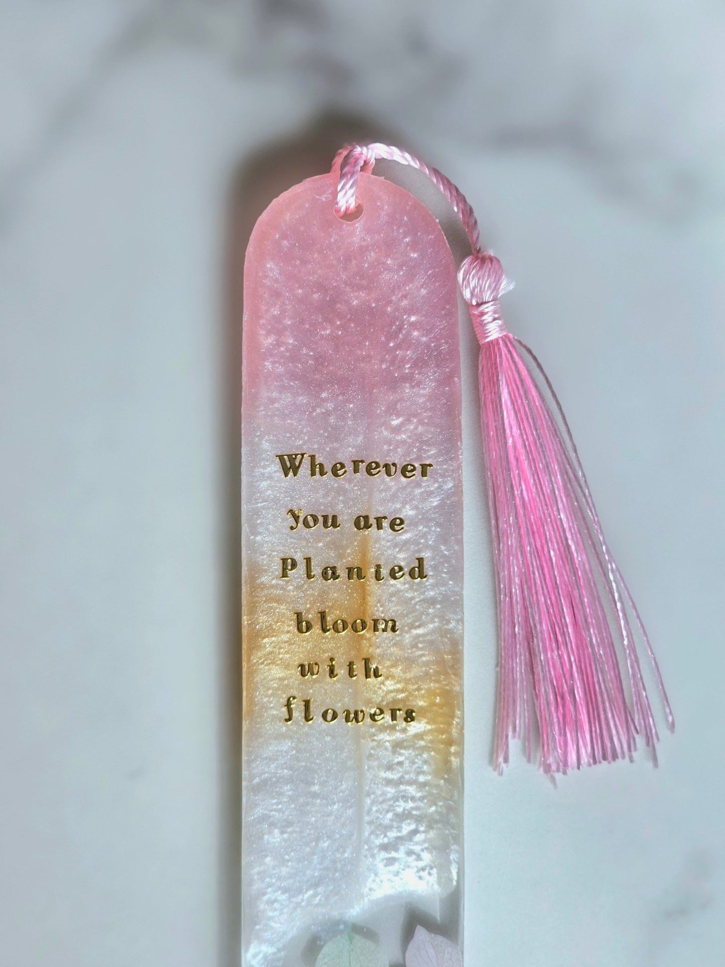 Pink and Gold Resin Bookmark with Crystals – Personalised handmade Gifts - bookmark - VJ Designs