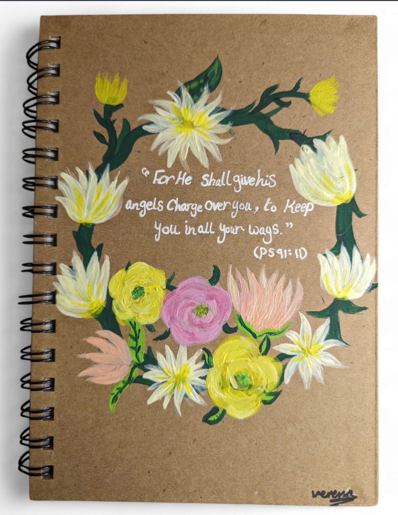 Personalised hand-painted white flower crown journal - Journal - VJ Designs