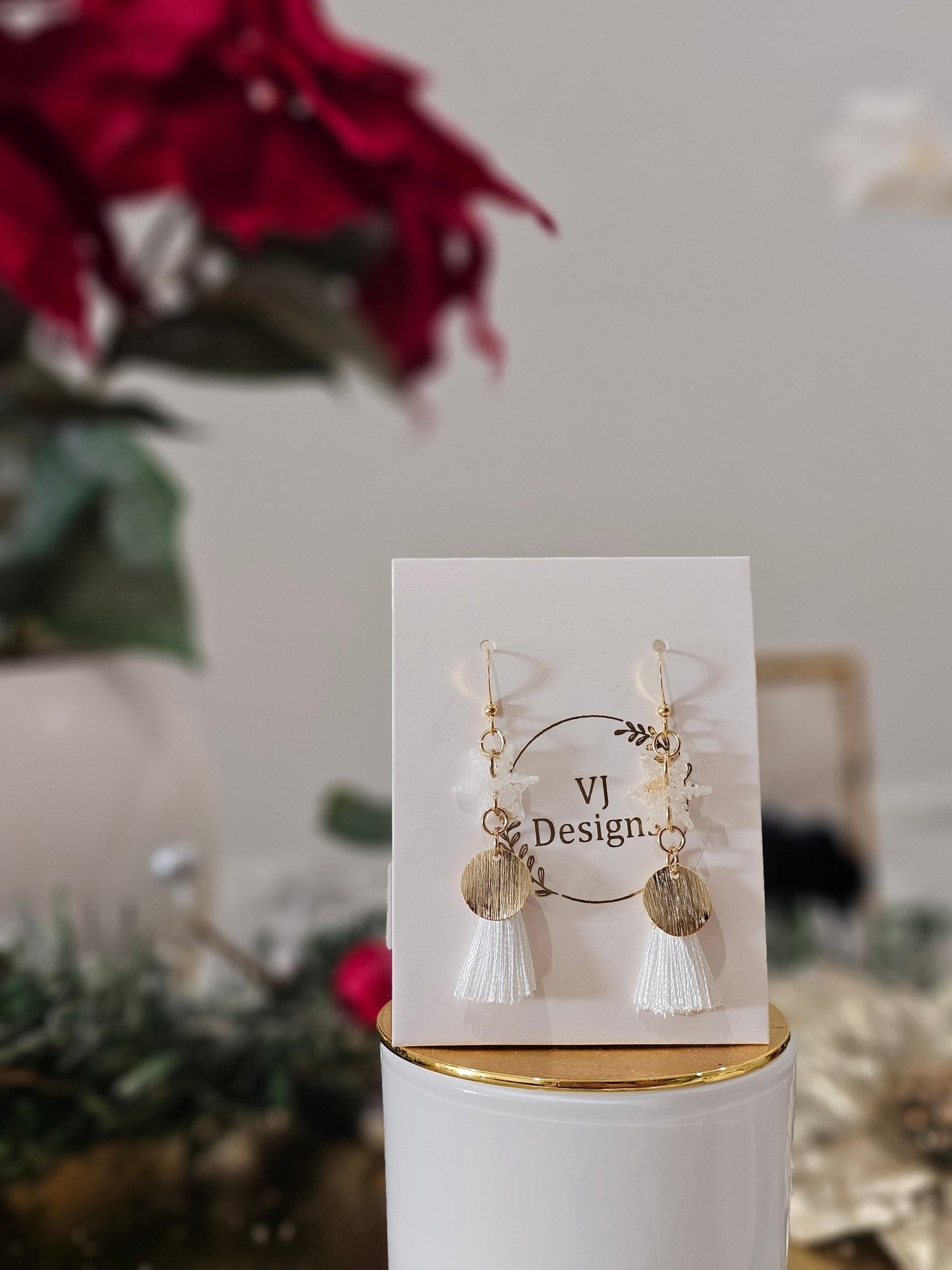 Handmade gold-plated Snowflakes Earrings - Earrings - VJ Designs