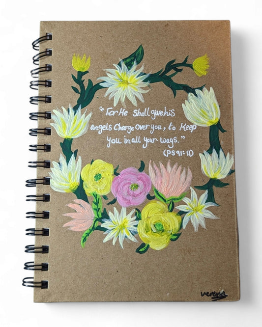 Personalised hand-painted white flower crown journal - Journal - VJ Designs