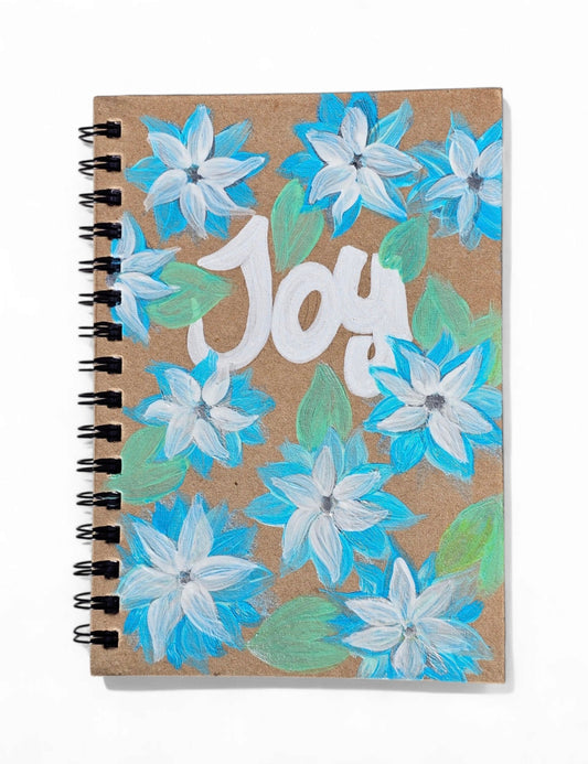 Personalised hand-painted floral journal with baby blue flowers - Journal - VJ Designs