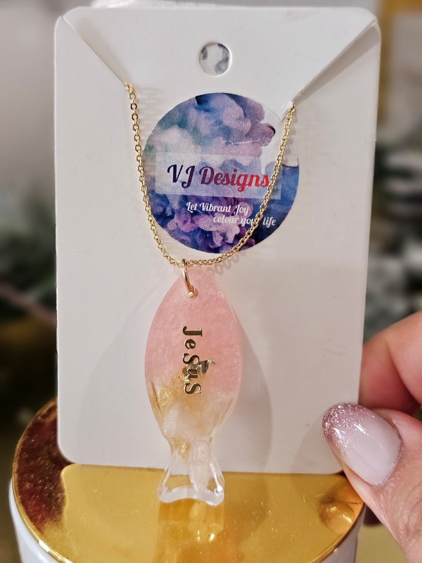 Personalised gold-plated Christian fish necklace - Necklace - VJ Designs