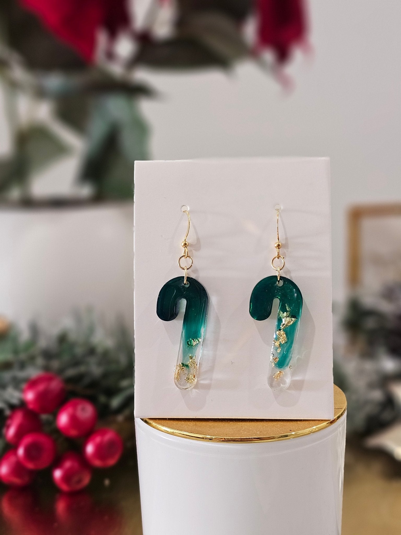 Personalised handmade gold-plated Christmas earrings - VJ Designs
