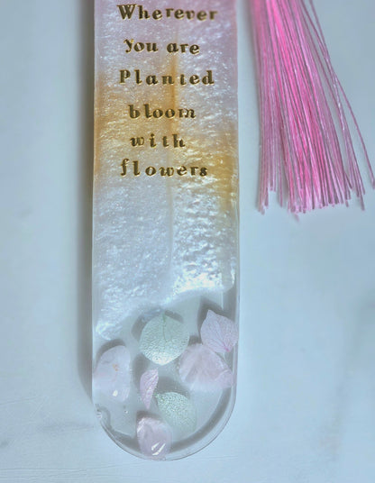 Pink and Gold Resin Bookmark with Crystals – Personalised handmade Gifts - bookmark - VJ Designs