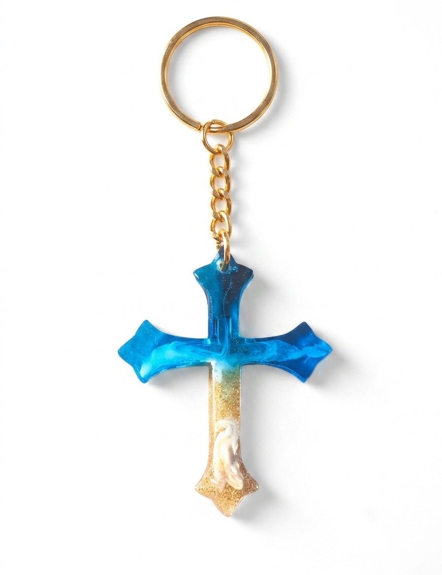 Ocean-themed handmade cross keychains - keychain - VJ Designs