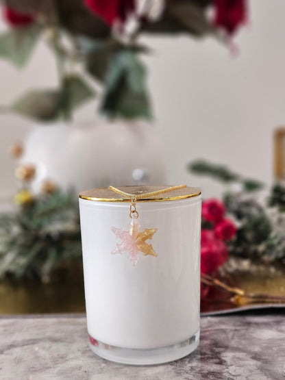 Handmade gold-plated pink and gold snowflakes necklace - Necklace - VJ Designs