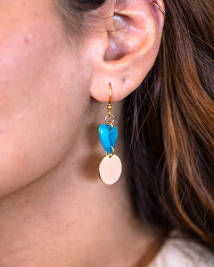 Blue & Gold Gold-Plated Ocean Drop Earrings – Handcrafted Resin Jewellery - Earrings - VJ Designs